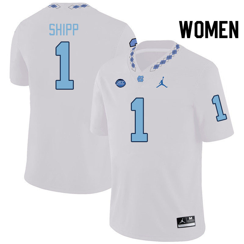 Women #1 Jordan Shipp North Carolina Tar Heels College Football Jerseys Stitched-White
